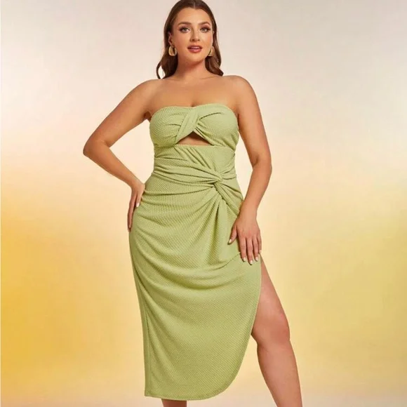 SHEIN | Dresses | Twist Front Split Thigh Tube Dress | Poshmark SHEIN | Dresses | Twist Front Split Thigh Tube Dress | Poshmark